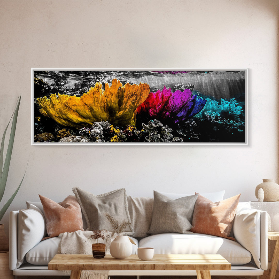 Abstract Reef, Vibrant Ocean, Canvas Print, Underwater Fantasy, Coastal Home Art, Marine Life Artwork, Modern Ocean Wall Decor