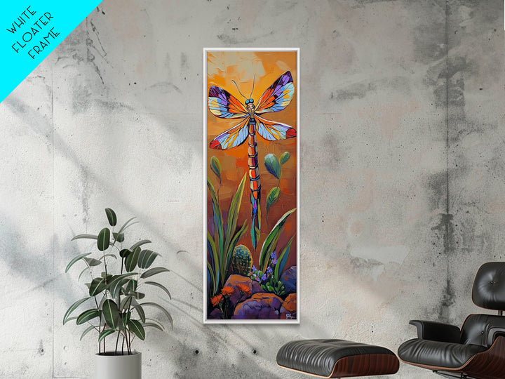 Dragonfly Wings, Garden Sunset, Whimsical insect decor Canvas Print, vibrant boho nature wall art, entryway statement piece