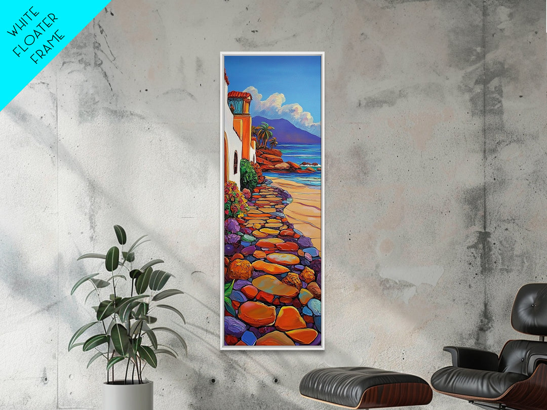 Beach, Pathway, Tropical, Coastal Homes Canvas Print, Vibrant Summer Landscape, Coastal Living Room Art, Oceanfront Wall Accent, Boho Beach Art