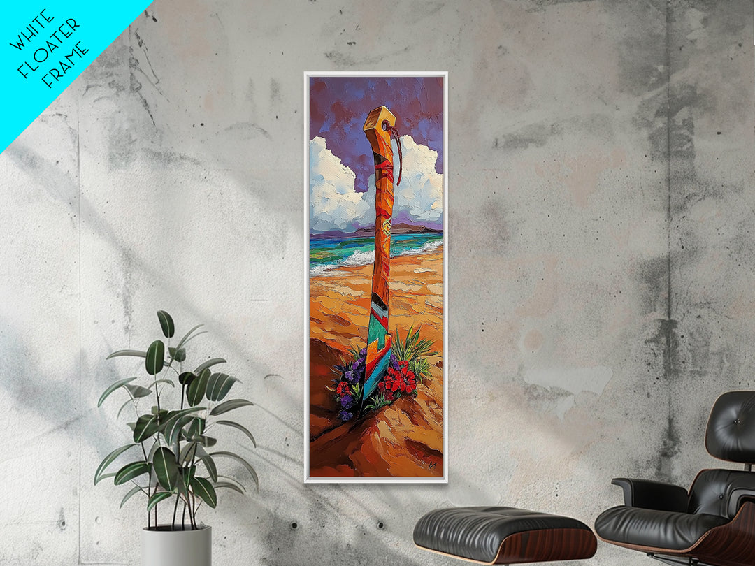 Beach Sword, Coastal Flowers, Tropical Beach Art, Vibrant Ocean Decor, Nautical Boho Style, Entryway Accent, Canvas Print
