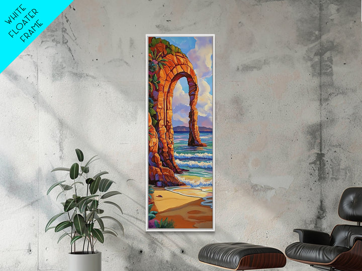 Ocean Arch, Coastal Vibes, Nature Escape, Canvas Print, Coastal wall art beach scene, vibrant seascape painting, boho bedroom decor