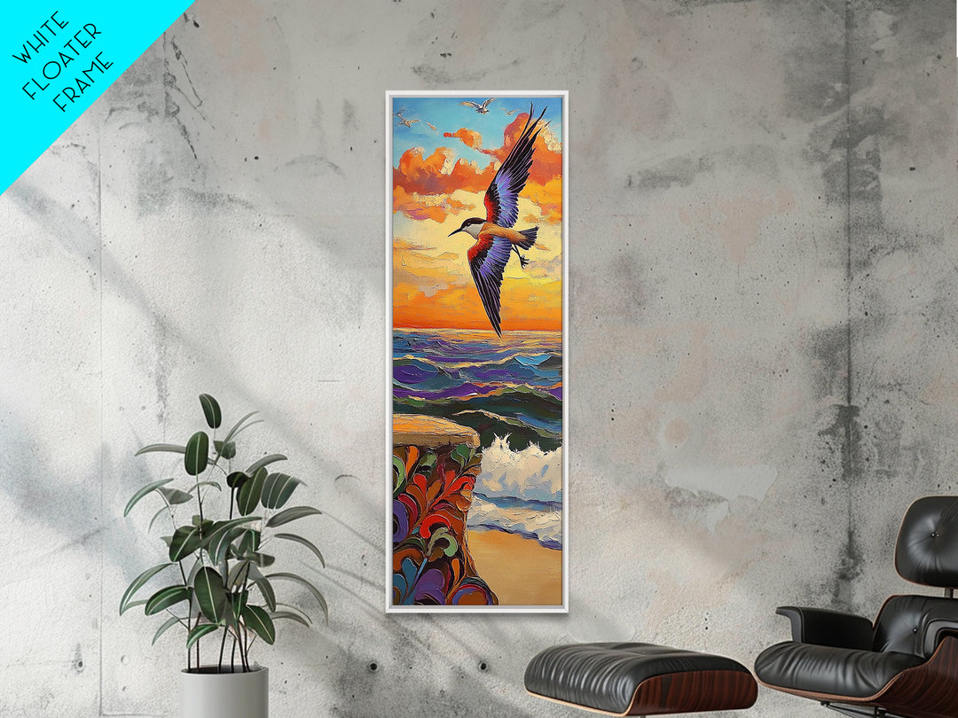 Bird Ocean, Flight, Canvas Print, Coastal Wildlife Wall Art, Nature Inspired Decor, Sunset Seascape, Beach House Accent Piece