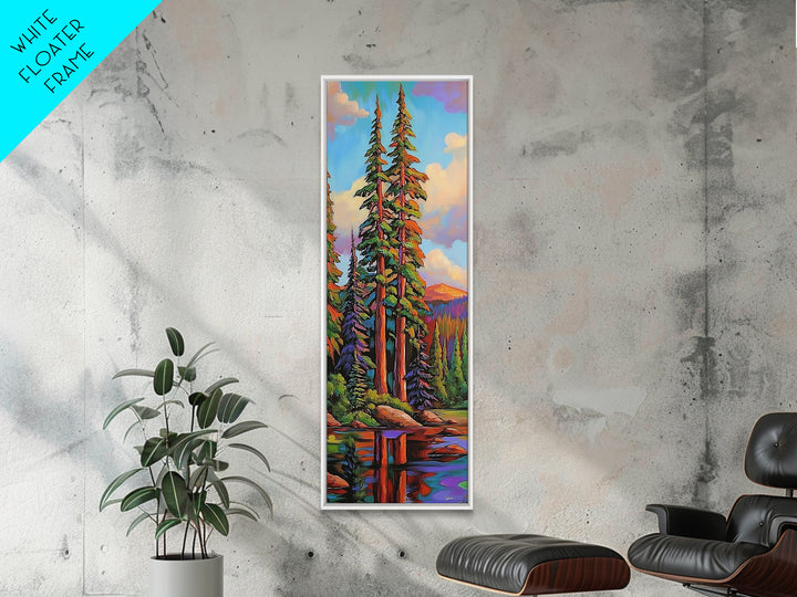 Pines Forest, Reflections Tranquil, Canvas Print, Serene forest lake painting, pine tree wall art, cabin living room decor, landscape piece