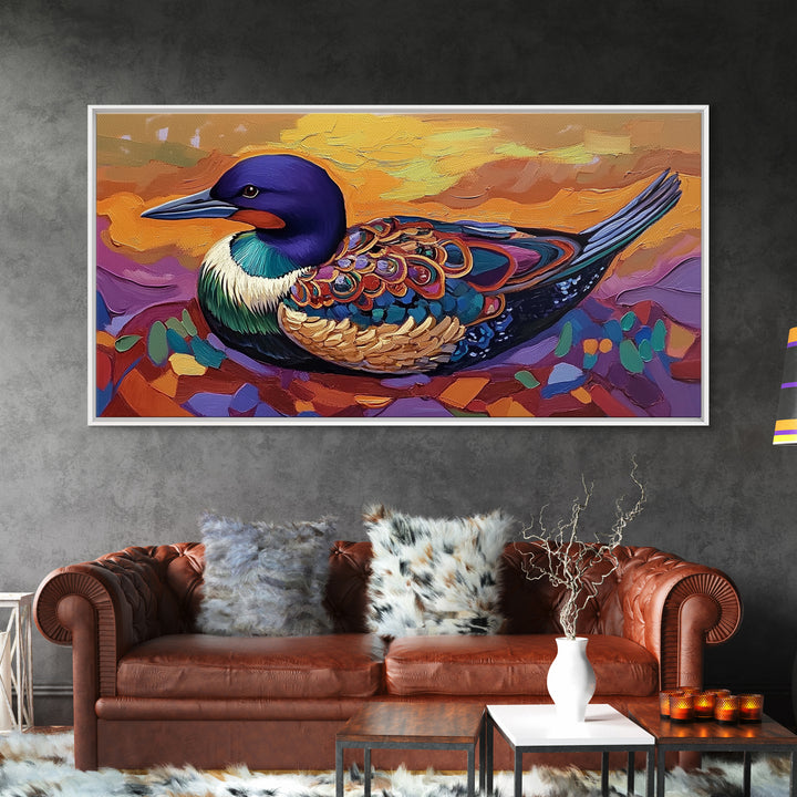 Vibrant Bird, Nature, Painting, Framed Canvas Print wildlife lover gift, boho bird wall art, hallway decor, tropical kitchen wall art
