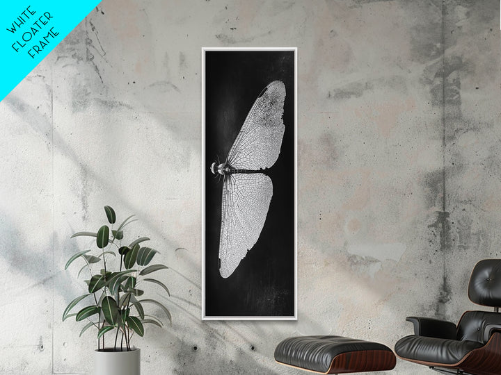 Dragonfly Wings Macro, Nature Insect Print, Detailed Bug Art, Minimalist Scientific Wall Decor, Framed Canvas Print, Study Room Art