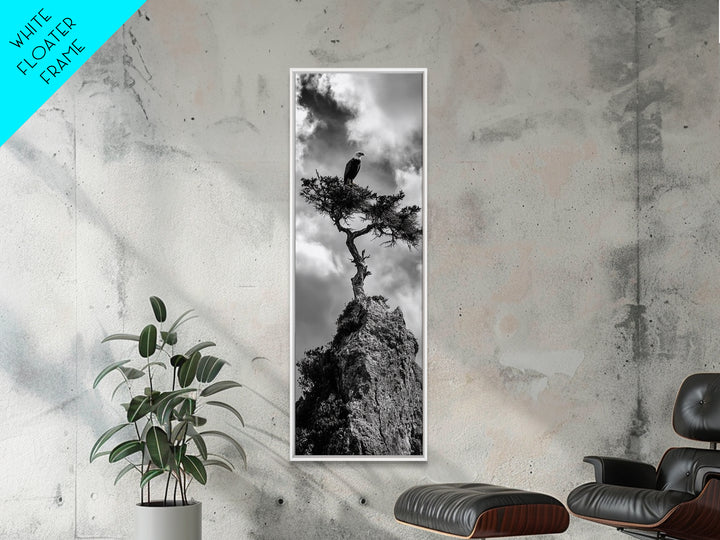 Eagle Tree, Cliff Perch, Bold Wildlife, Adventure Decor, Framed Canvas Print, Rustic Cabin Wall Art, American Symbolic Art