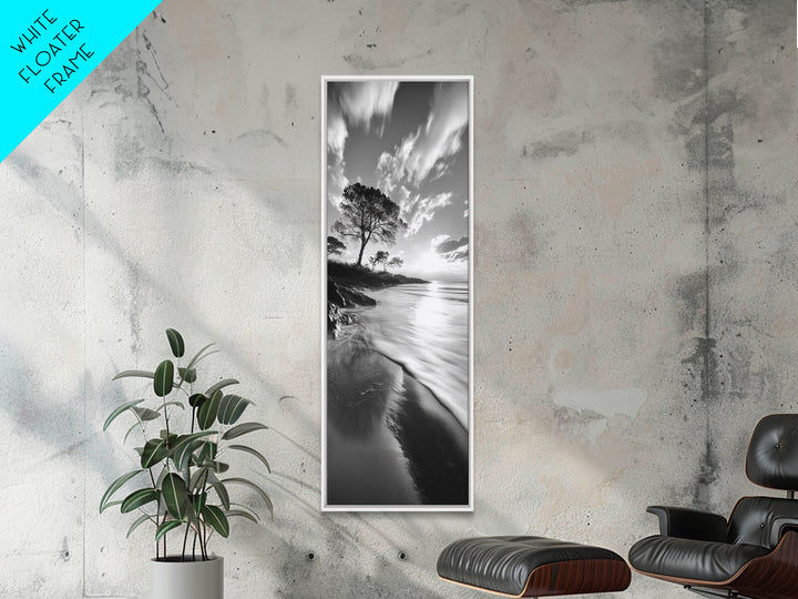 Sunset Coastal Trees, Ocean Shoreline Art, Nature Canvas Print, Framed Canvas Print, Living Room Wall Decor, Serene Landscape