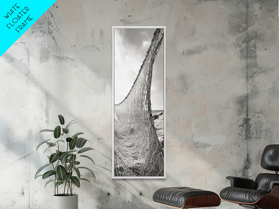 Fishing Net, Coastal Weave, Nautical Wall, Canvas Print, Seaside wall decor, Rustic marine art, Neutral tones, Beach house living room piece