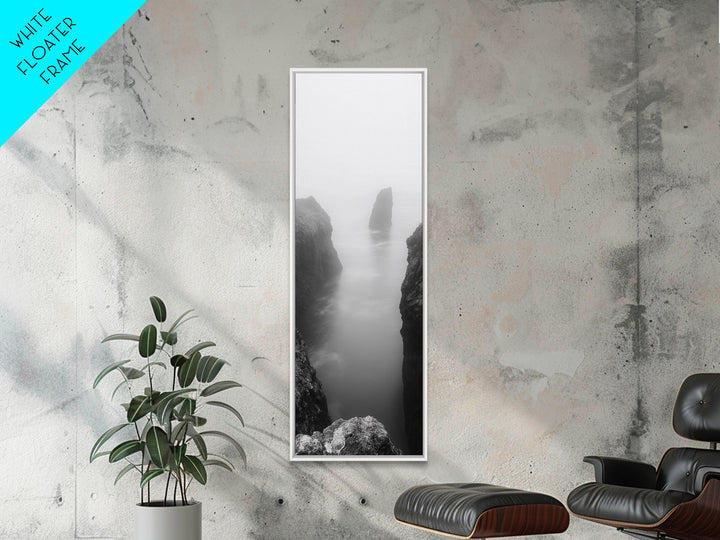 Foggy Cliffs, Coastal Serenity, Ocean Landscape, Nature Photography, Framed Canvas Print, Minimalist Wall Art, Bedroom Wall Decor