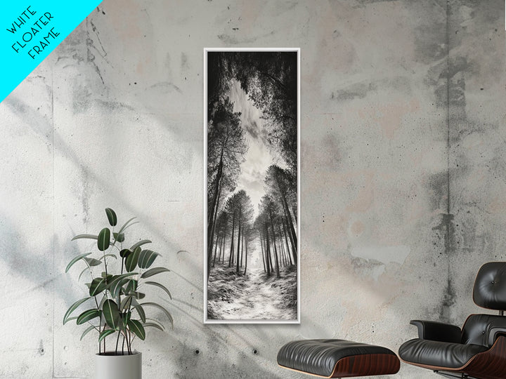 Pine Forest, Nature Path, Tree Canopy, Tranquil Woods, Canvas Print, Forest Wall Art, Minimalist Nature Decor, Meditation Room Artwork