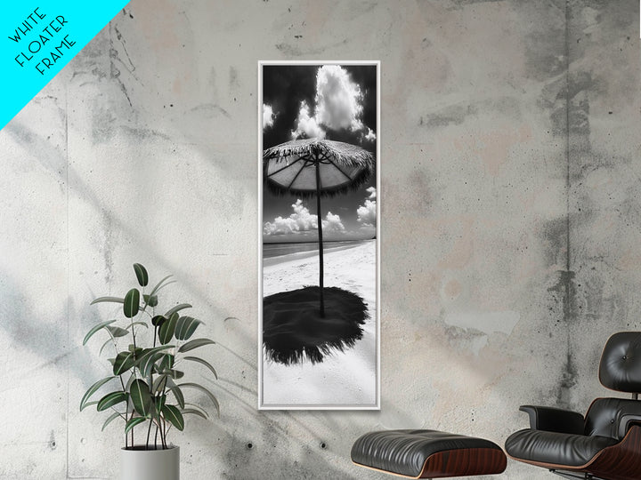 Beach Umbrella, Summer Shade, Ocean Serenity, Island Dreams, Coastal Peace, Framed Canvas Print, Living Room Wall Art, Boho Tropical Décor