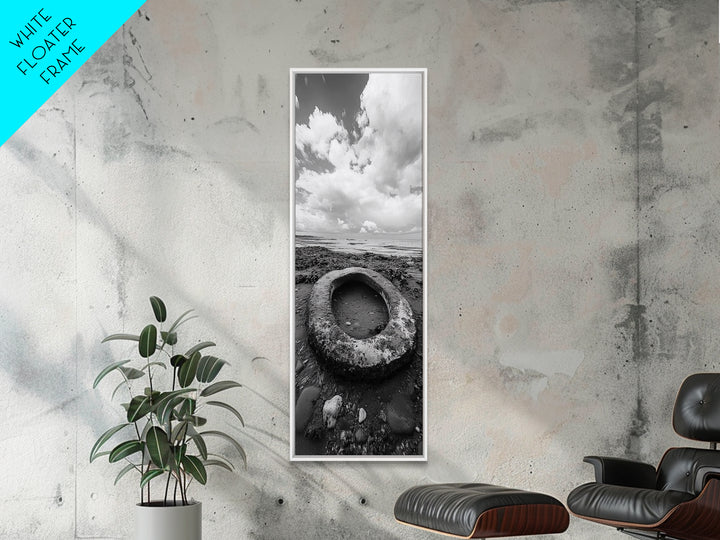 Tidepool Relic, Seaside Ruins, Moody Beach Scene, Framed Canvas Print, Coastal Bathroom Art, Ocean Inspired Decor, Surreal Photography