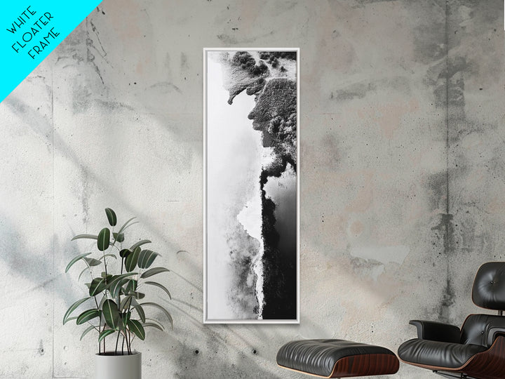 Aerial Coastline, Abstract Shore, Natural Edge, Canvas Print, Modern Living Room Wall Art, Black and White Photography, Coastal Decor