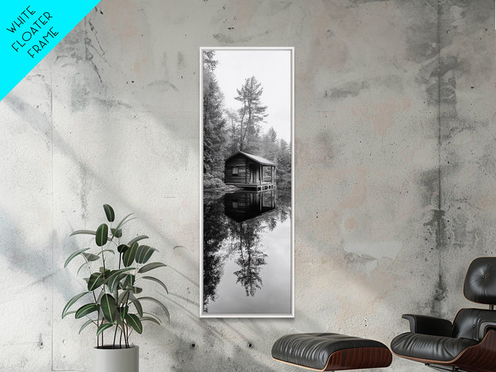 Cabin Reflection, Still Water, Forest Escape, Nature Retreat Art, Framed Canvas Print, Lakehouse Decor, Fall Cabin Scene, Cozy Rustic Wall Art