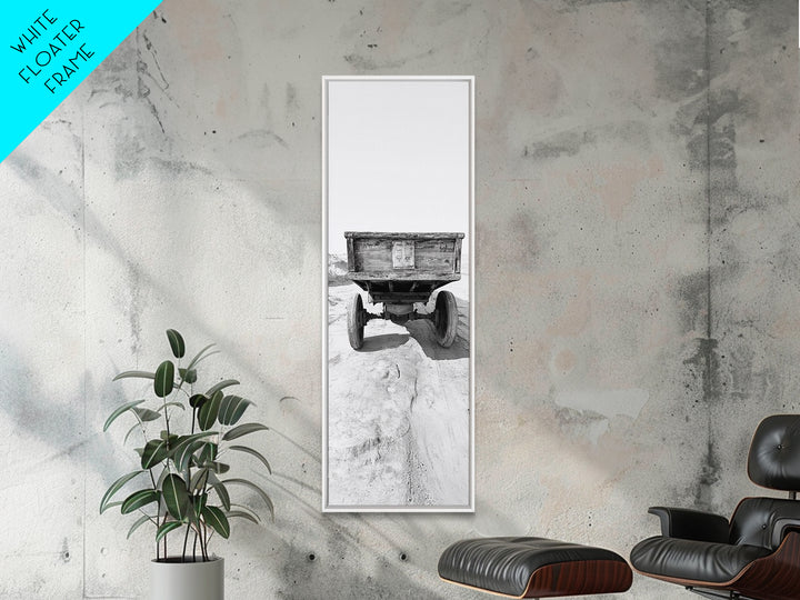 Desert Wagon, Abandoned Cart, Rustic Sandscape, Framed Canvas Print, Farmhouse Wall Art, Neutral Tones, Vintage Desert Scene, Fall Style