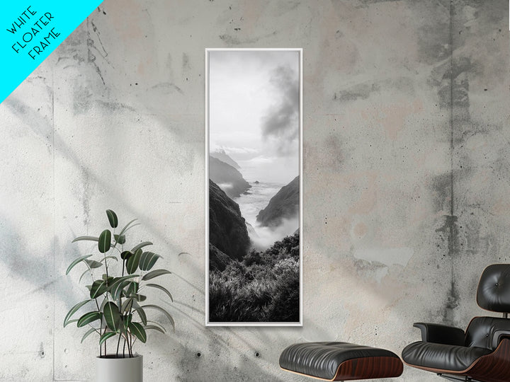 Foggy Coast, Ocean Cliffs, Atmospheric Horizon, Canvas Print, Nature Wall Art, Moody Landscape, Neutral Tones, Hallway or Office Decor