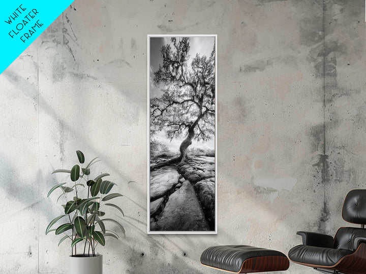 Wisdom Oak Tree, Forest Roots, Ancient Energy, Framed Canvas Print, Rustic Living Room Wall Art, Nature Inspired, Boho Woodland Art