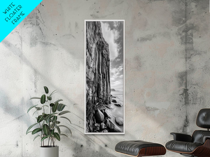 Cliffside Texture, Ocean Rocks, Vertical Landscape, Canvas Print, Modern Coastal Wall Art, Minimalist Nature Decor, Hallway Art