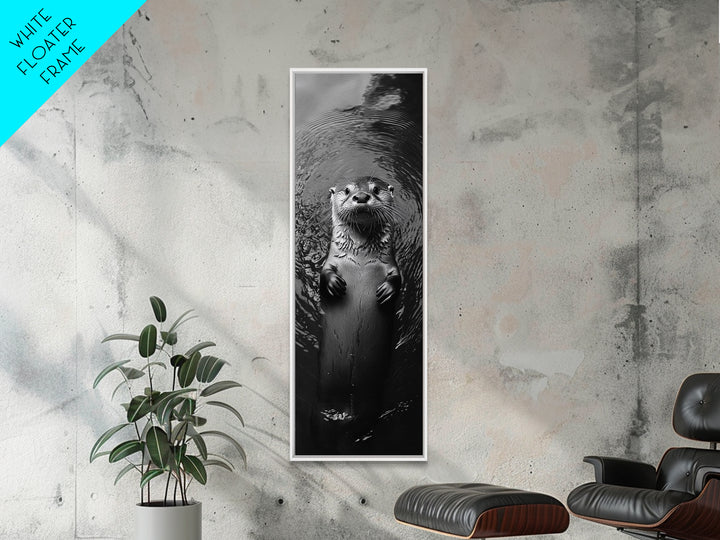 Cute Otter, Wildlife Charm, Animal Portrait, Black White Art, Canvas Print, Kids Room Wall Art, Woodland Nursery, Nature Lover Gift