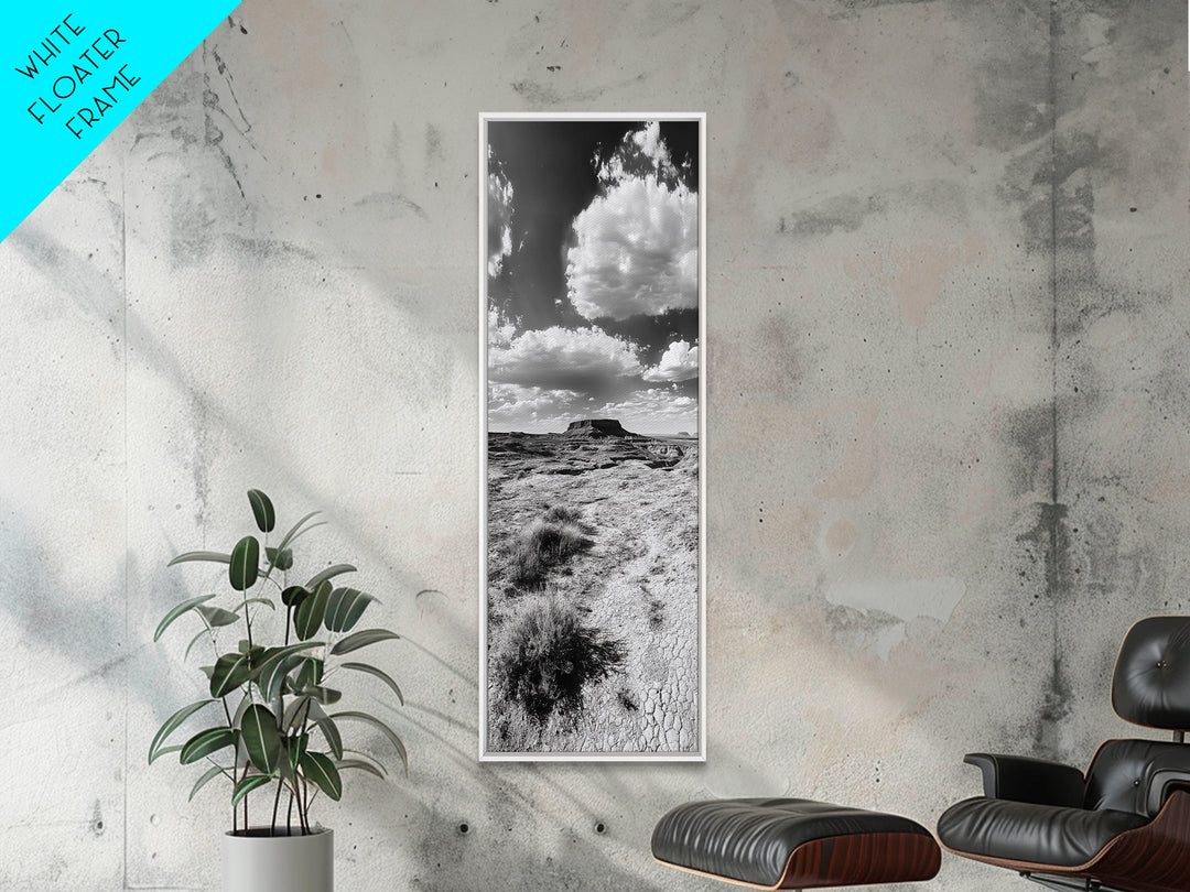 Desert Butte View, Southwest Horizon, Dramatic Sky, Framed Canvas Print, Boho Living Room Art, Western Landscape Photography, Man Cave