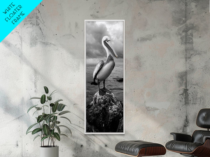 Coastal Bird Portrait, Ocean Wildlife, Nature Decor, Minimalist Art, Framed Canvas Print, Beach House Bathroom Wall Art, Living Room Art