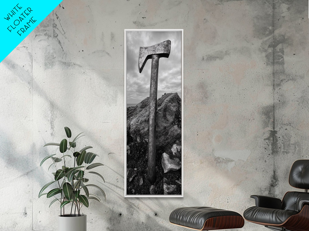 Rustic Axe Decor, Woodsy Cabin Vibes, Nature Photography, Masculine Art, Framed Canvas Print, Man Cave Decor, Garage Wall Art