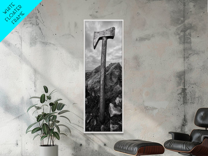 Rustic Axe Decor, Woodsy Cabin Vibes, Nature Photography, Masculine Art, Framed Canvas Print, Man Cave Decor, Garage Wall Art
