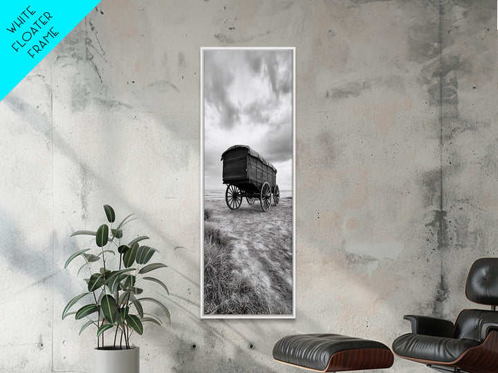 Covered Wagon Trail, Old West Scene, Vintage Rustic Art, Homestead Vibe, Framed Canvas Print, Farmhouse or Office Wall Art, Boho Bedroom