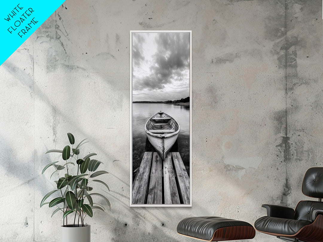 Rowboat Reflection, Still Water, Lake Life, Canvas Print, Rustic Cabin Wall Art, Nature Photography, Bedroom Art, Den Lakehouse Decor