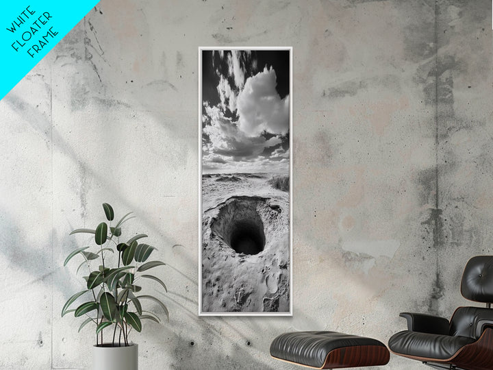 Desert Sinkhole Scene, Mysterious Landscape, Surreal Earth Art, Framed Canvas Print, Moody Bedroom Print, Office Wall Art, Cabin Wall Art