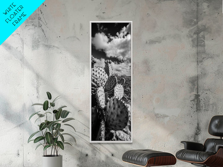 Desert Cactus Closeup, Prickly Pear Focus, Bold Nature Decor, Framed Canvas Print, Southwestern Kitchen Decor, Living Room Art