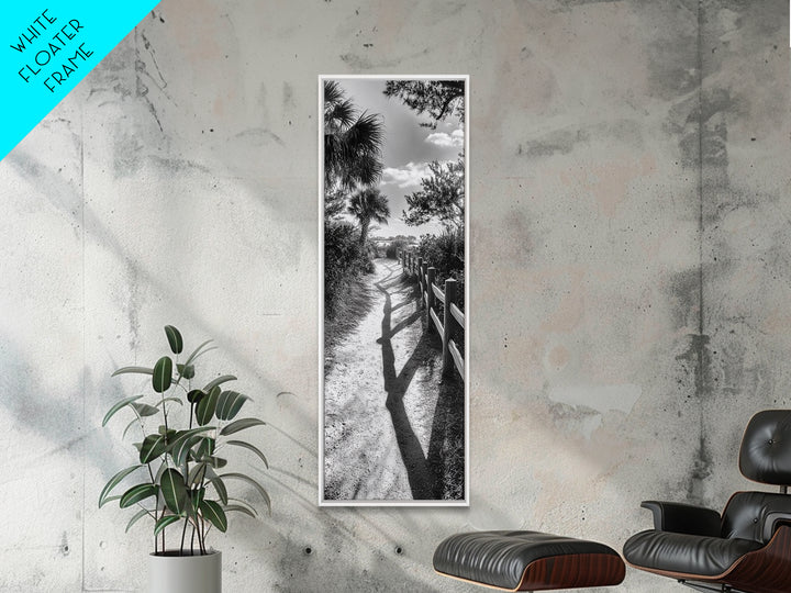 Beach Path, Palm Shadows, Coastal Walkway, Tropical Foliage, Canvas Print, Bathroom or Hallway Wall Art, Coastal Minimalist, Cozy Lodge Decor