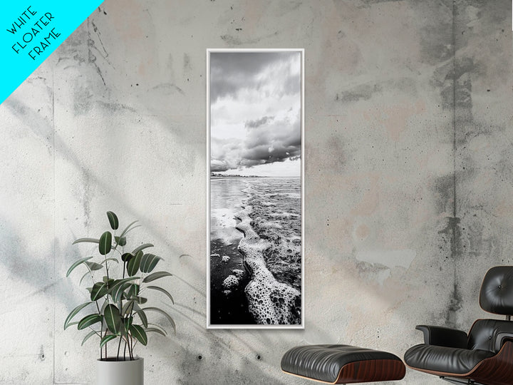 Stormy Waves, Sea Foam, Coastal Ocean, Canvas Print, Moody Seascape, Neutral Wall Art, Beach Bathroom or Entryway Home Decor