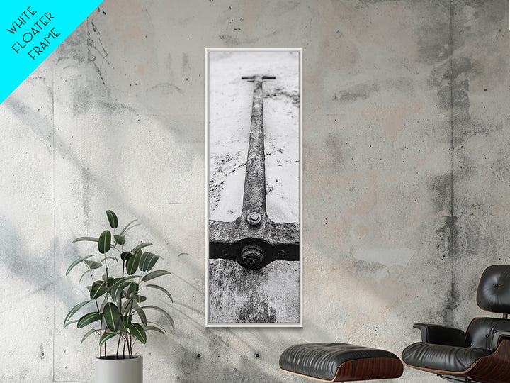 Rusted Anchor, Beach Texture, Metal Detail, Framed Canvas Print, Industrial Coastal Wall Art, Nautical Bathroom Print, Office Decor