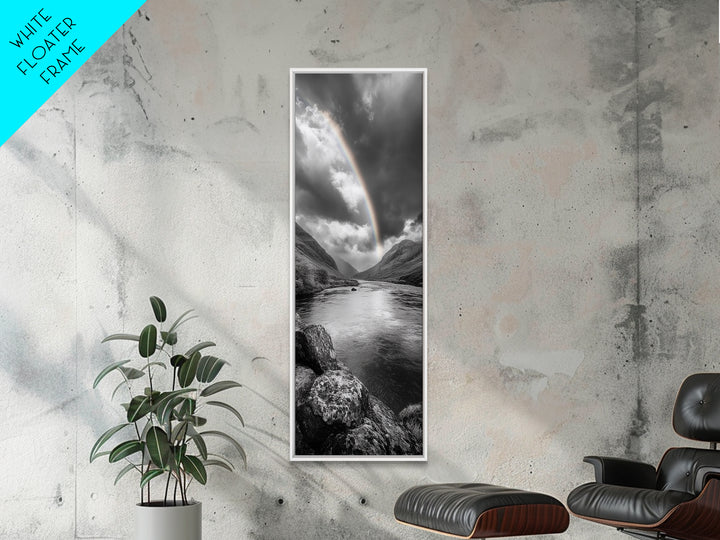 Rainbow Valley, Moody Skies, Stormy Horizon, Highland River, Framed Canvas Print Autumn Wall Decor, Scandinavian Nature Art, Living Room Accent