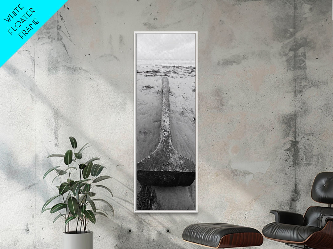 Anchor in Sand, Washed Shoreline, Ocean Metal, Canvas Print, Rustic Coastal Wall Art, Nautical Bedroom Print, Living Room Decor