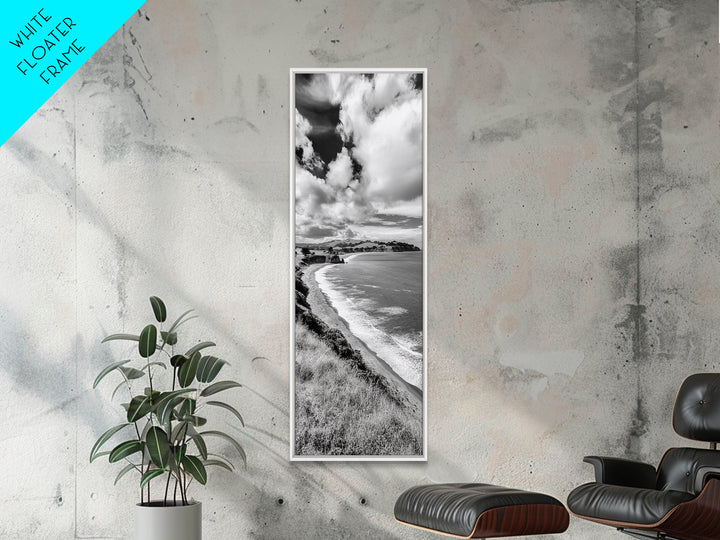 Seaside Cliffs, Rolling Hills, Dramatic Clouds, Framed Canvas Print, Country Landscape Art, Living Room Wall Art, Modern Rustic Decor