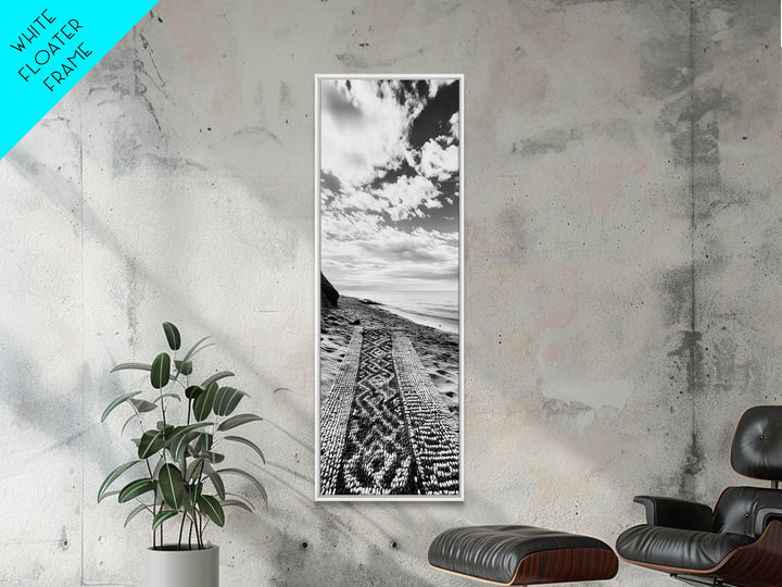 Beach Tapestry, Peaceful Shoreline, Boho Coastal, Framed Canvas Print, Yoga Room Wall Art, Neutral Beach Decor, Relaxing Home Vibe