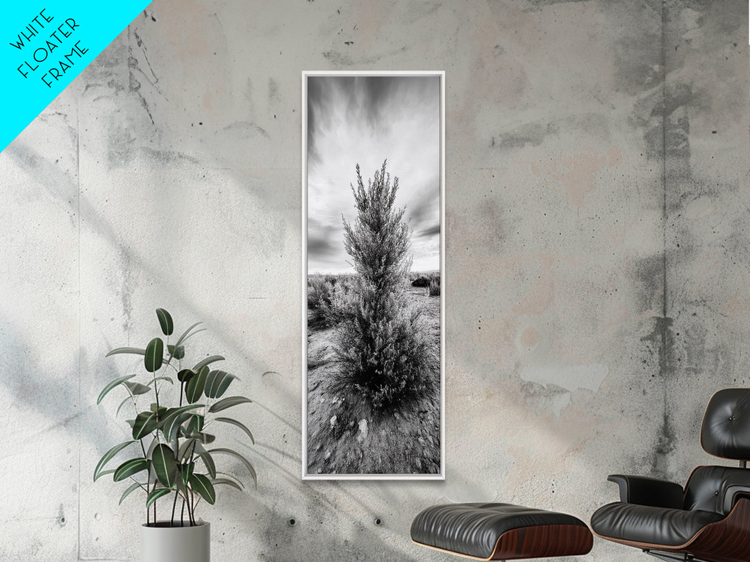Desert Tree, Nature Minimalism, Solitary Landscape, Framed Canvas Print, Living Room Wall Art, Earth Tone Art, Tranquil Modern Decor