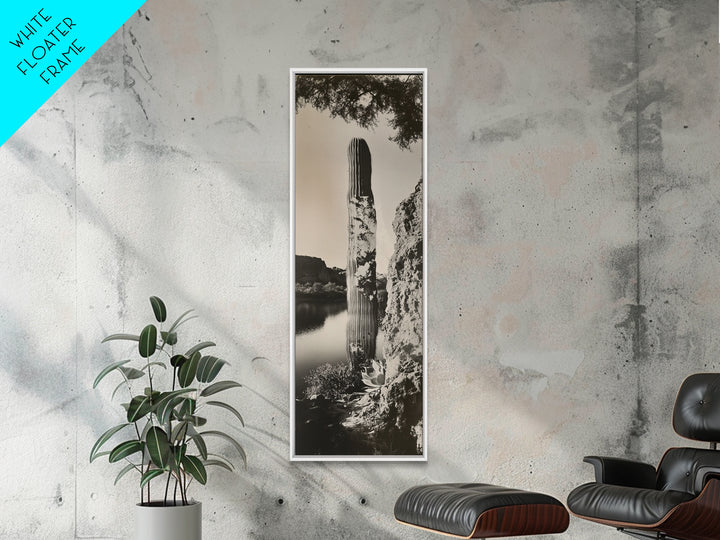 Desert Cactus Art, Surreal Nature Print, Moody Landscape Wall Art, Living Room Decor, Framed Canvas Print, Boho Western Aesthetic