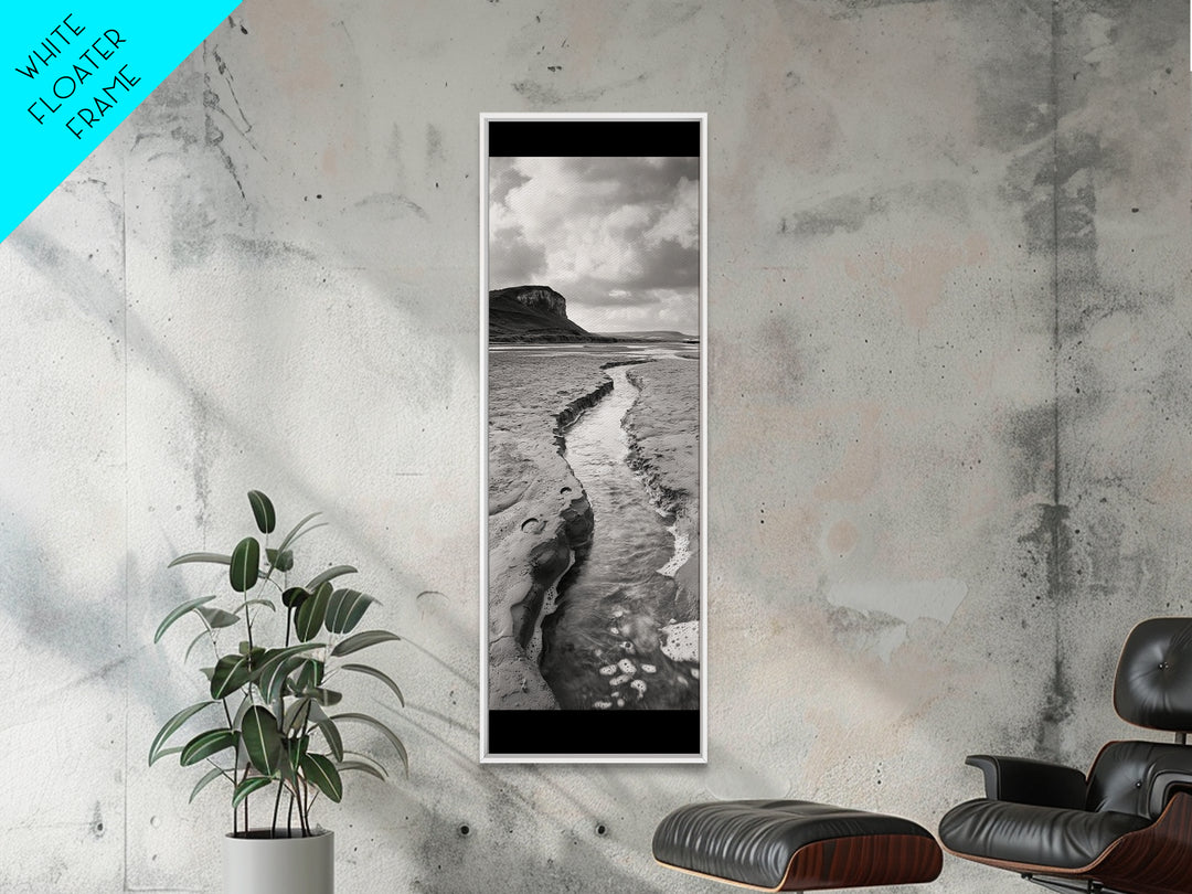 River Path Art, Coastal Landscape Decor, Nature Scene Wall Art, Minimalist Earth Tones, Framed Canvas Print, Beach House Vibe