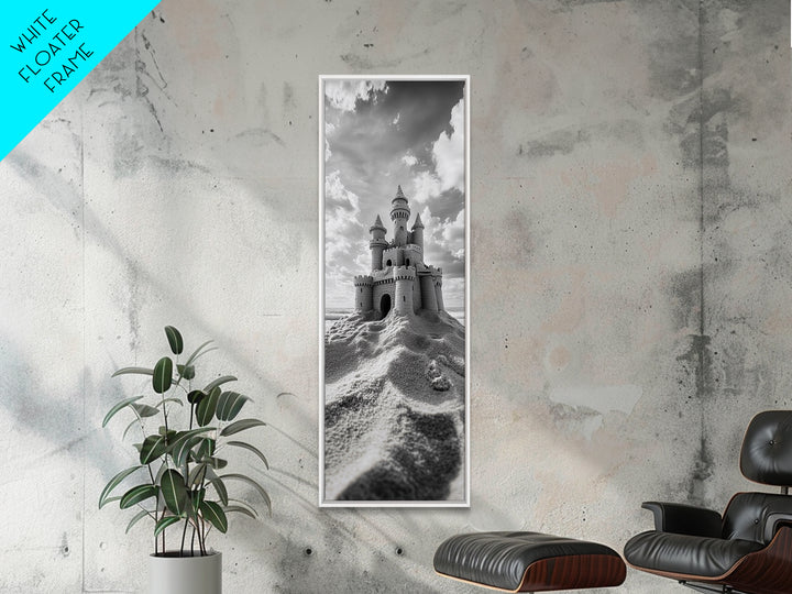 Sandcastle Fantasy, Beach Dream Print, Whimsical Coastal Decor, Kids Room or Nursery Art, Framed Canvas Print, Fairytale Vibe