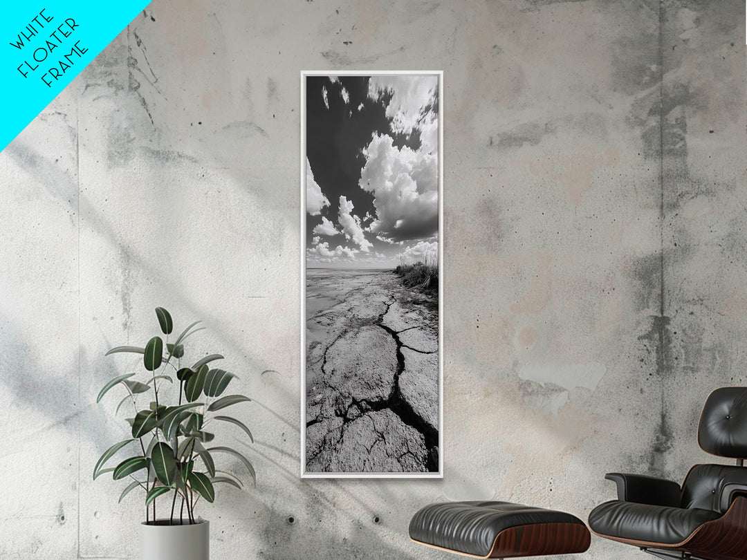 Cracked Earth Shore, Rustic Desert Vibe, Nature Texture Print, Fall Living Room Art, Framed Canvas Print, Earthy Minimalist Decor