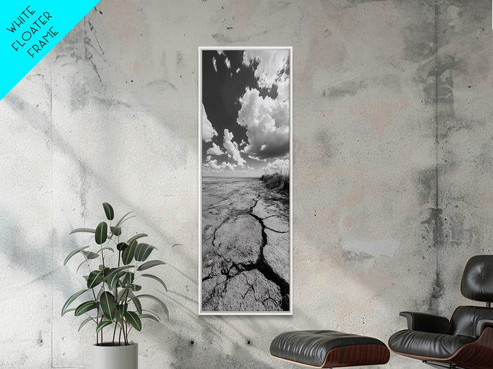 Cracked Earth Shore, Rustic Desert Vibe, Nature Texture Print, Fall Living Room Art, Framed Canvas Print, Earthy Minimalist Decor