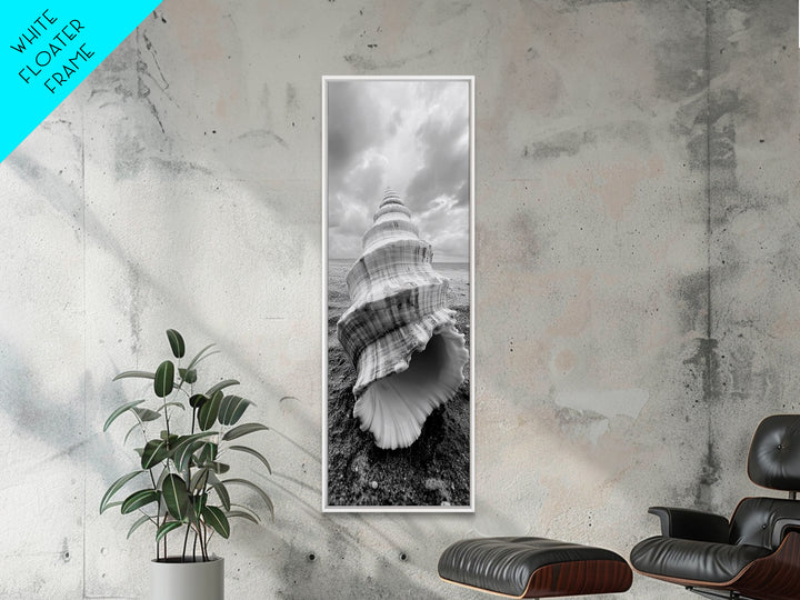 Shell Closeup, Ocean Texture, Natural Spiral, Minimalist Shell, Seashell Photography Framed Canvas Print, Coastal Kitchen Wall Art