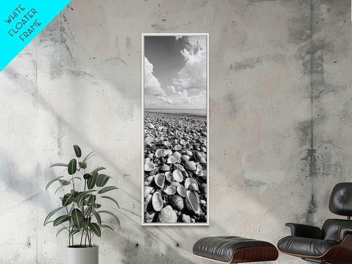 Shell Beach, Coastal Texture, Seashell Ground, Nature’s Bounty, Rustic Ocean Canvas Print, Neutral Kitchen Wall Art, Boho Coastal Style