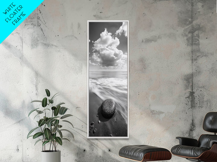 Beach Stone, Ocean Foam, Rolling Waves, Canvas Print, Nature Inspired Art, Coastal Decor, Serene Living Room Wall Art, Tranquil Design