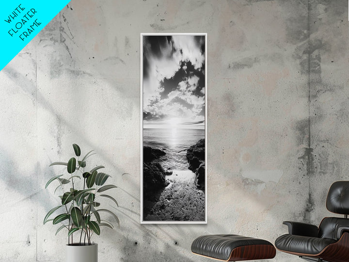 Sunset Shore, Tranquil Waters, Coastal Cove, Golden Glow Canvas Print, Beach House Living Room Wall Art, Seaside Summer Decor
