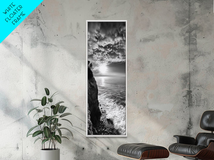 Cliff Edge, Ocean Breeze, Golden Hour, Scenic Overlook, Framed Canvas Print, Landscape Photography, Hallway Wall Art, Boho Style