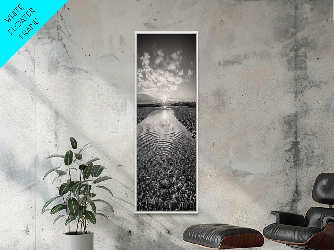 Rippling Water, Pebble Riverbed, Radiant Sunset, Peaceful Reflection, Canvas Print, Zen Art, Bathroom Wall Art, Nature Calm Decor